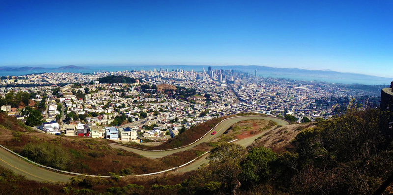 Twin Peaks in San Francisco Looking Down on the City
