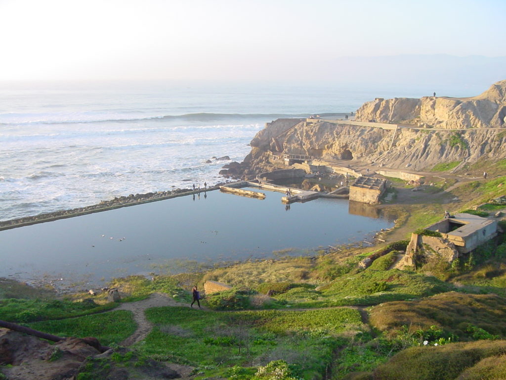 Sutro Bath Ruins with Ocean Waves in the Distant