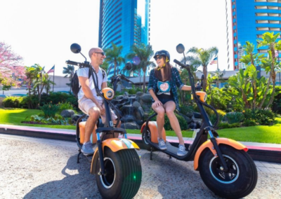 couple on scooter rental