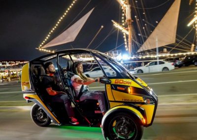 GoCar at Night with Green Lights under it