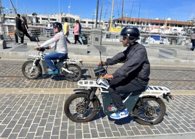 mopeds riding in sf bay harbor area
