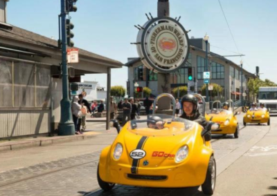 group of gocars on a san francisco tour