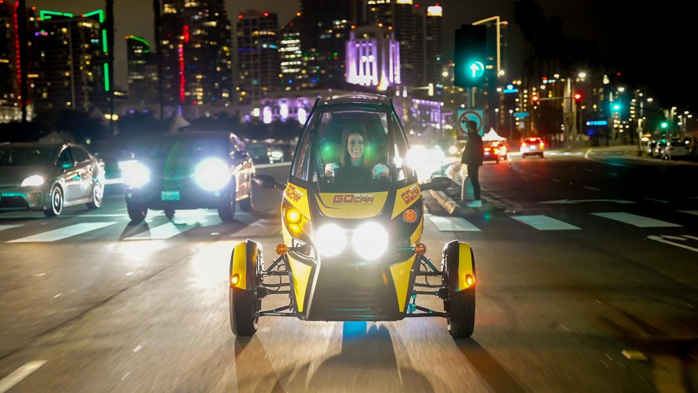 Image of a GoCar on a San Diego Night Tour