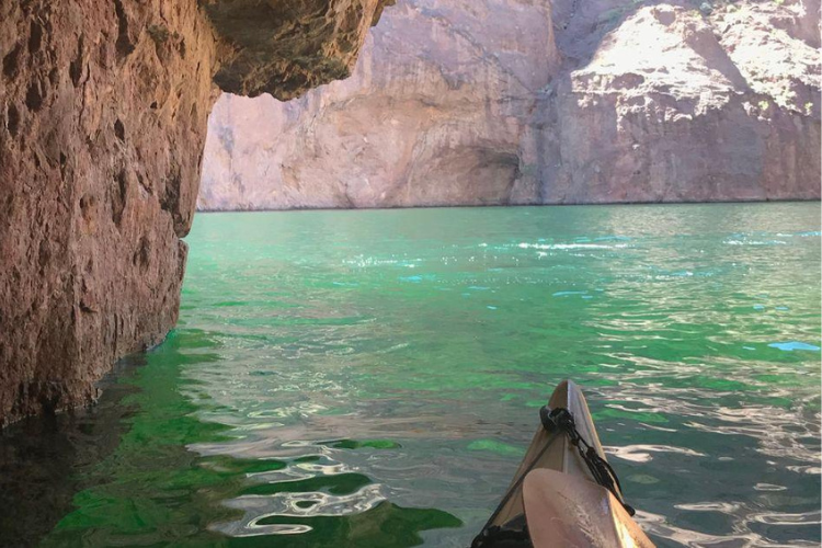 kayaker's view of emerald cave in las vegas