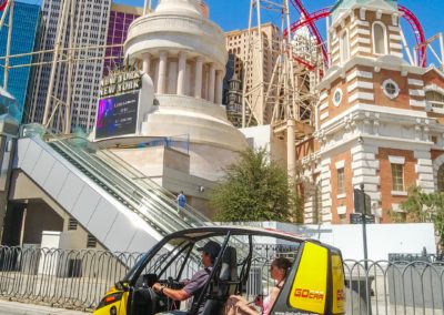GoCar driving next to the Roller Coaster in Las Vegas