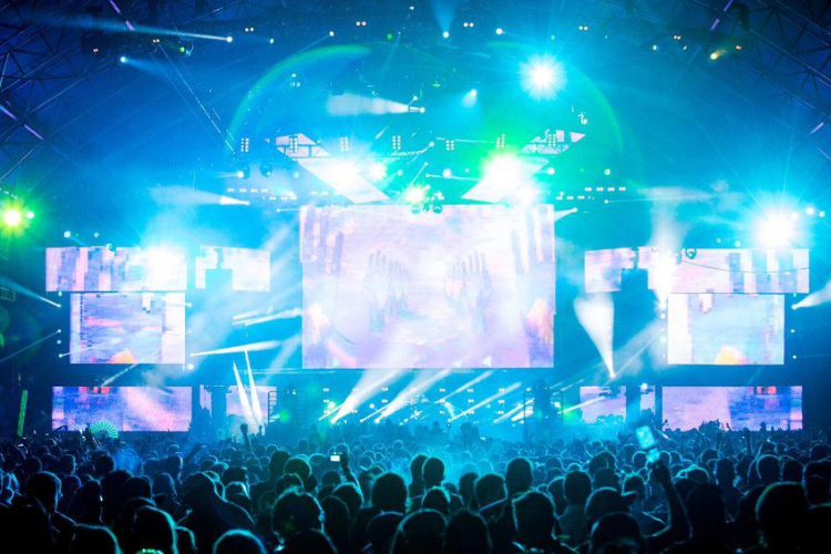 concert scene with lazers