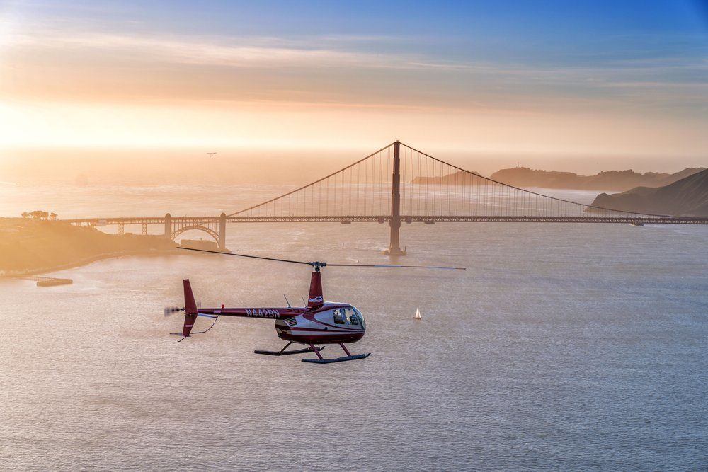 Helicopter Ride arial view over the bay of San Francisco