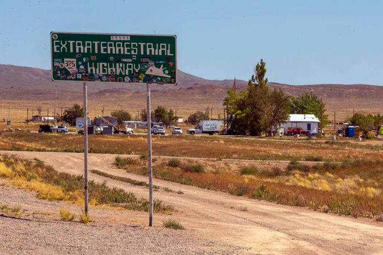 image of sign on highway on the way to Area 51