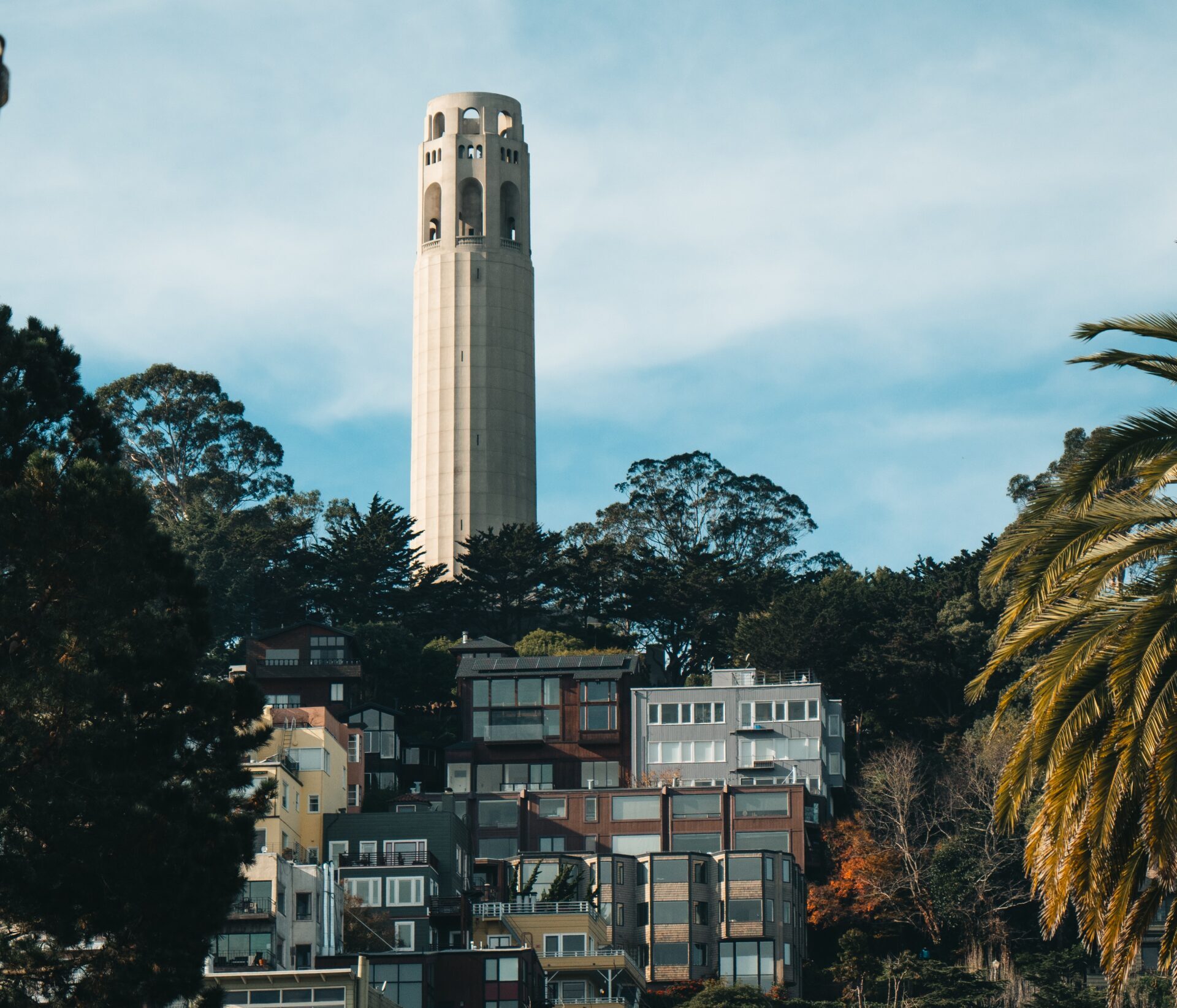 Side view of Coit Tower in San Francisco